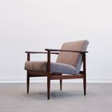 Mid Century Easy Chair in warm grey textil.