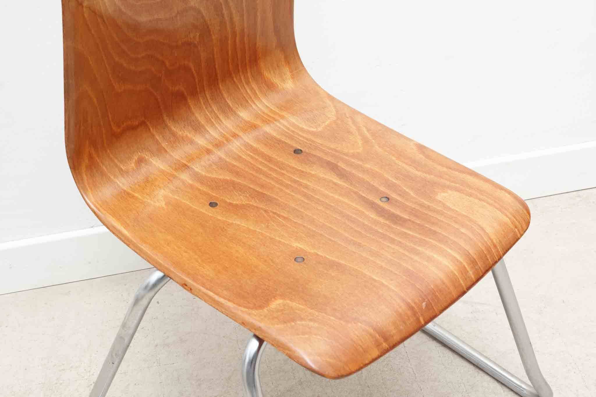 Flötotto chair with straight shell, oak and chrome