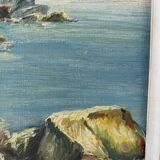Oil on wood Mediterranean Sea J.Bellemont