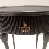 Table d'appoint, table de chevet ovale en hêtre noir ébénisé, Italie
