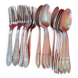 Set of 11 spoons + 8 forks in silver metal from the 1950s.