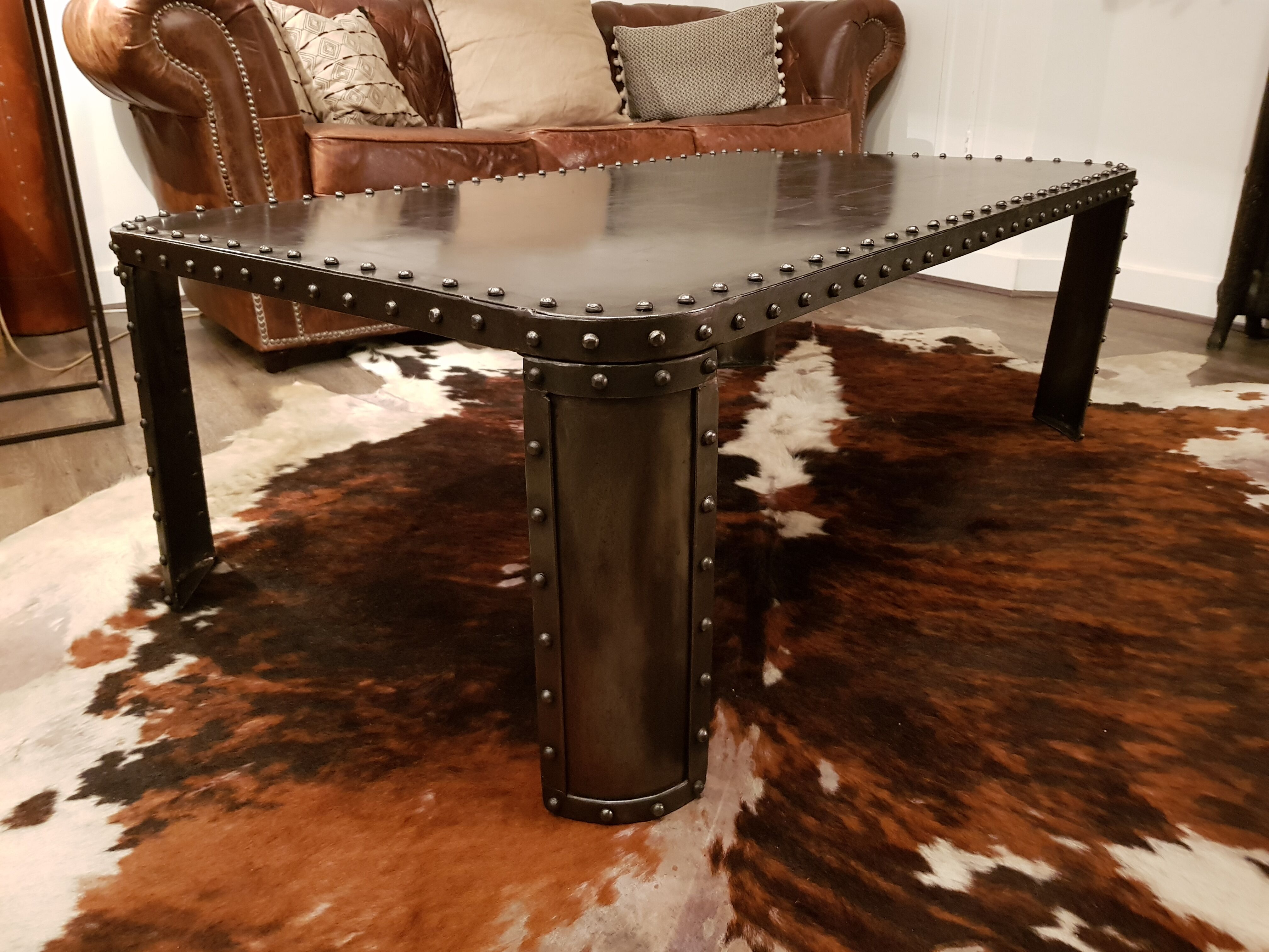 Riveted industrial coffee table