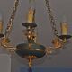 Vintage French Empire Swan Chandelier: Bronze Brass Toleware, C1950s