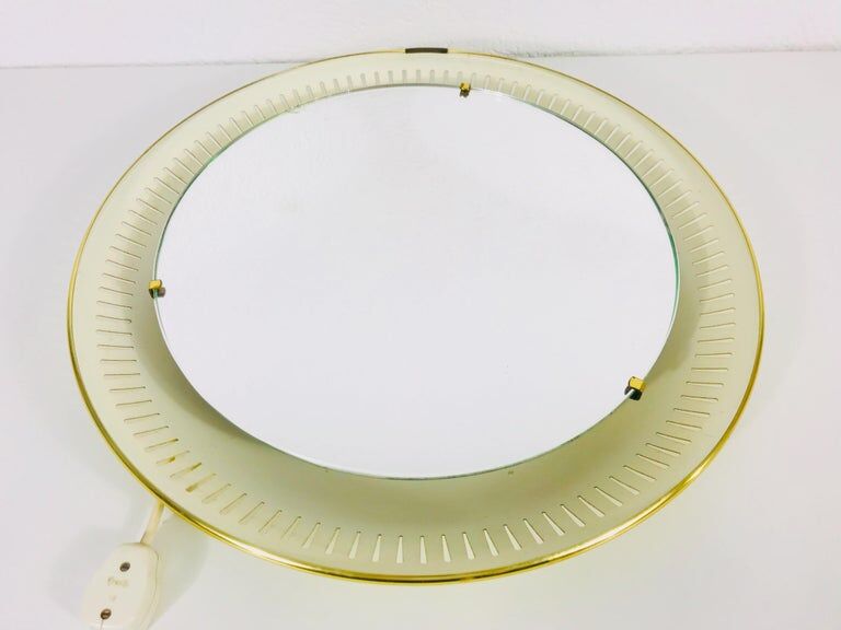 Metal mirror lit by Hillebrand, Germany, 1950s