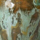 Small clay ceramic vase with glazes signed Sandrine, 2007