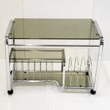 Vintage HIFI furniture 1970 chrome & glass