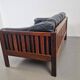 Mid-Century Modern Scandinavian Monte Carlo Sofa in Black Leather and Wood by Ingvar Stockum, 1965
