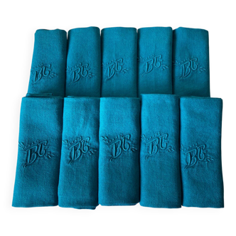 Serviettes anciennes à monogramme teintées