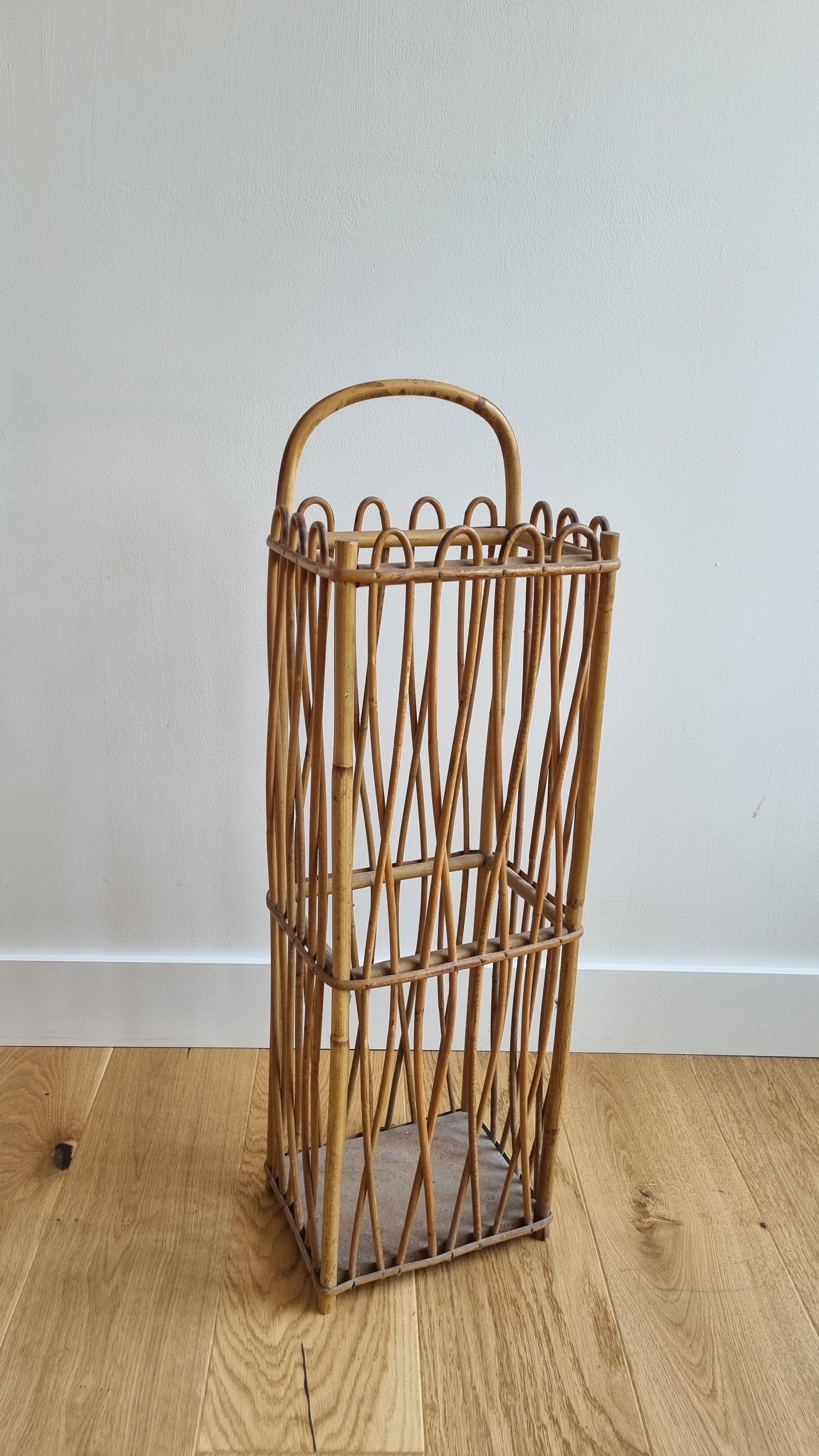 Vintage rattan bread hutch