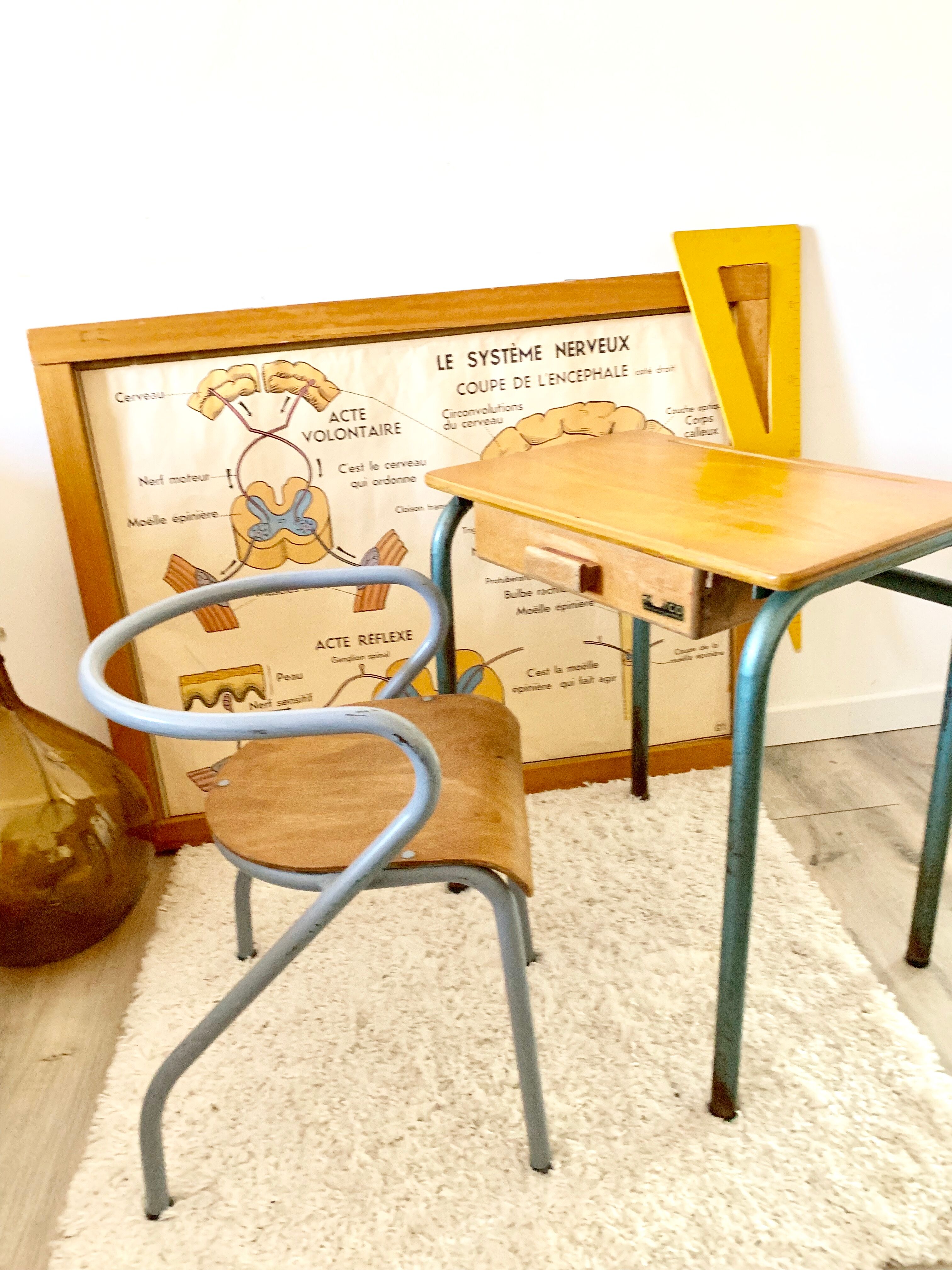 Chair of schoolboy and his desk bu Jacques Hitier