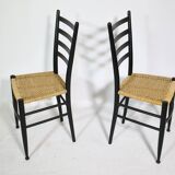 Mid-Century Italian Dining Chairs with Woven Seats, Set of 6, 1960s–70s
