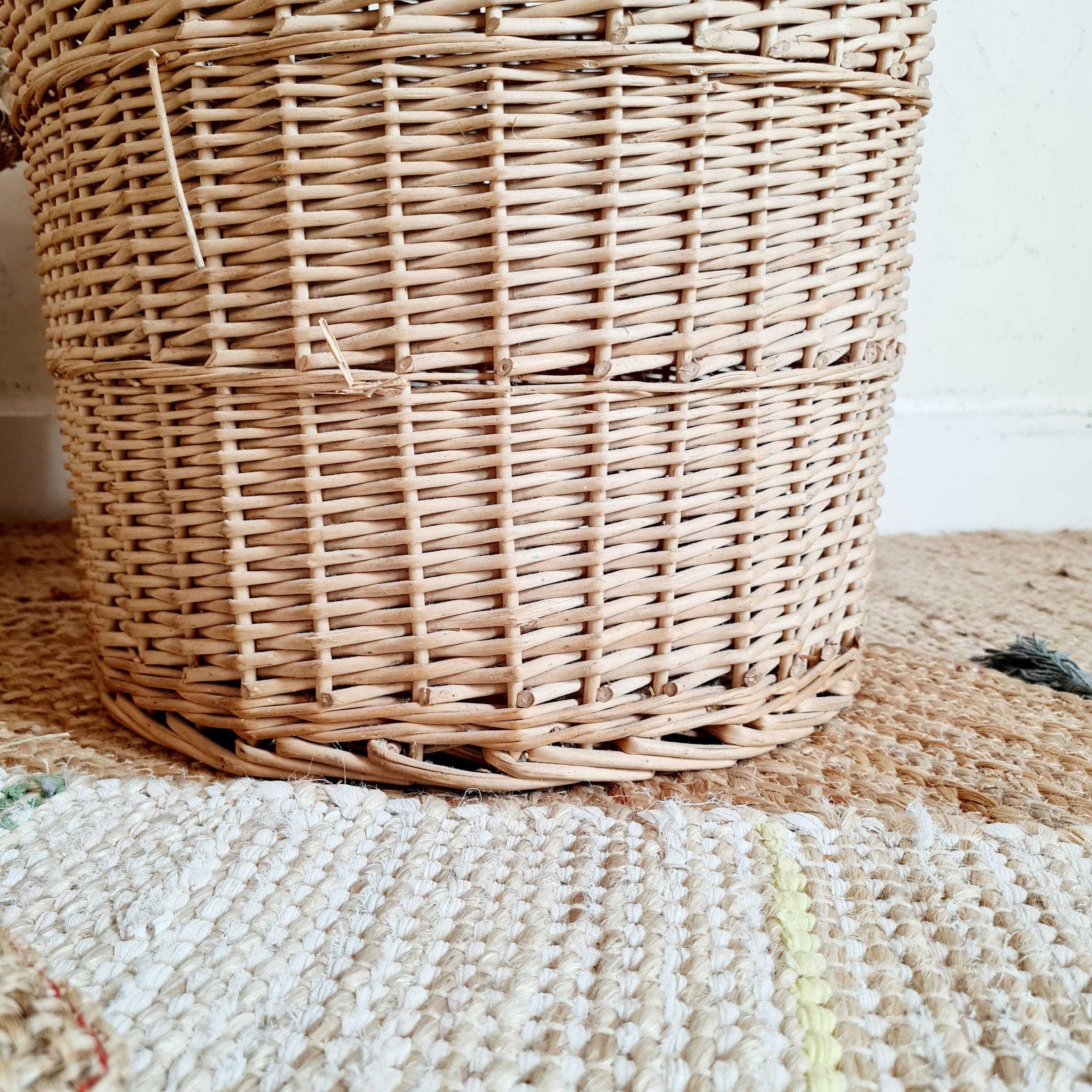 Old rattan laundry basket