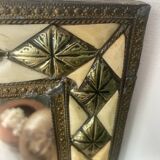 Oriental mirror in bone, copper and brass