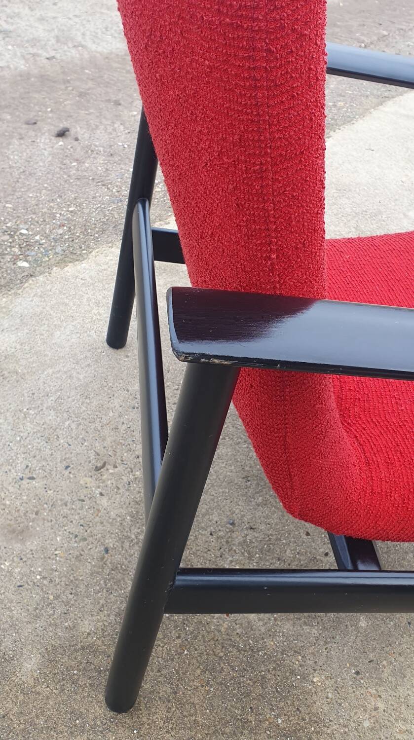 Set 2 vintage Dutch design Impala chair red black Fristho Cor Bontebal