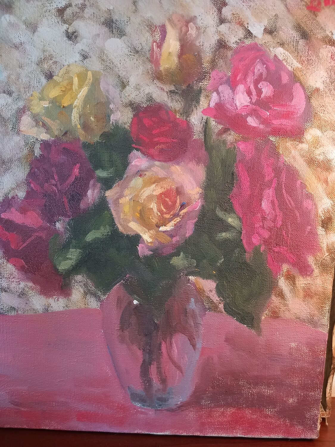 Tableau nature morte au bouquet de roses