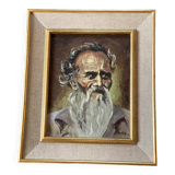 Portrait of an old man signed vintage painting 1960