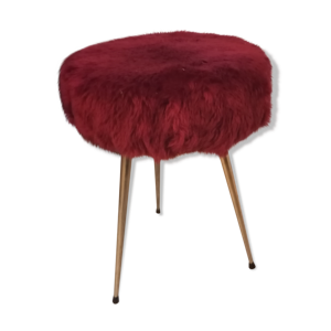 tabouret moumoute rouge