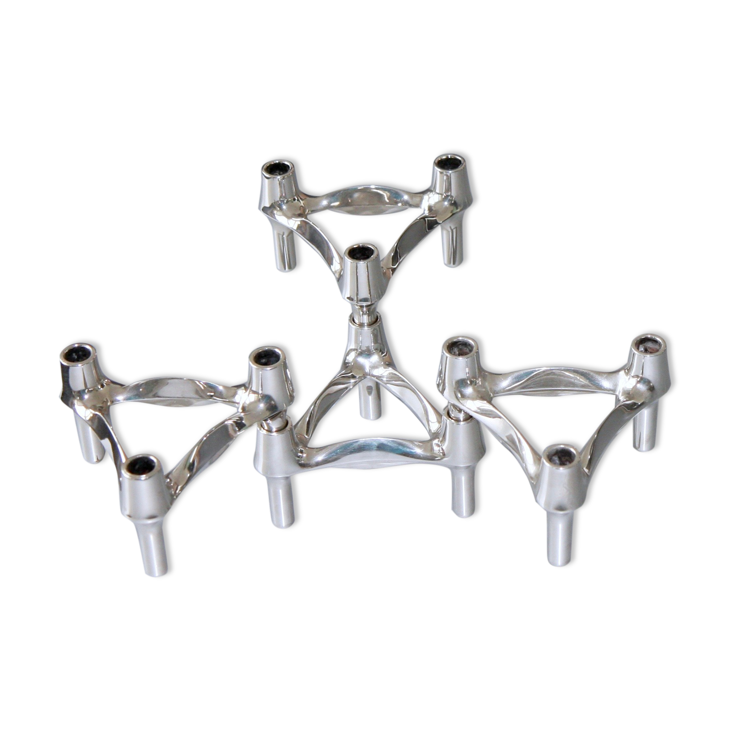 Set of 4 modular Nagel candlesticks from the 70s