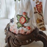 Parrot Candle Holder, Enameled Porcelain and Bronze, Late 19th Century