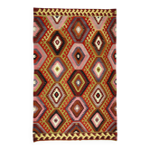 Kilim Turc Yuruk Vintage 206x315 cm Geometrique Rouge Orange