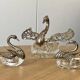 Crystal/silver metal set -pepper-salt-gravy boat – swan