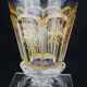 Baccarat glass vase with purple violets, gilded moulded crystal, Charles X Louis Philippe signed.
