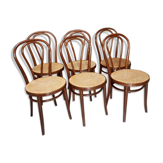 Lot de 6 chaises de bistrot cannées