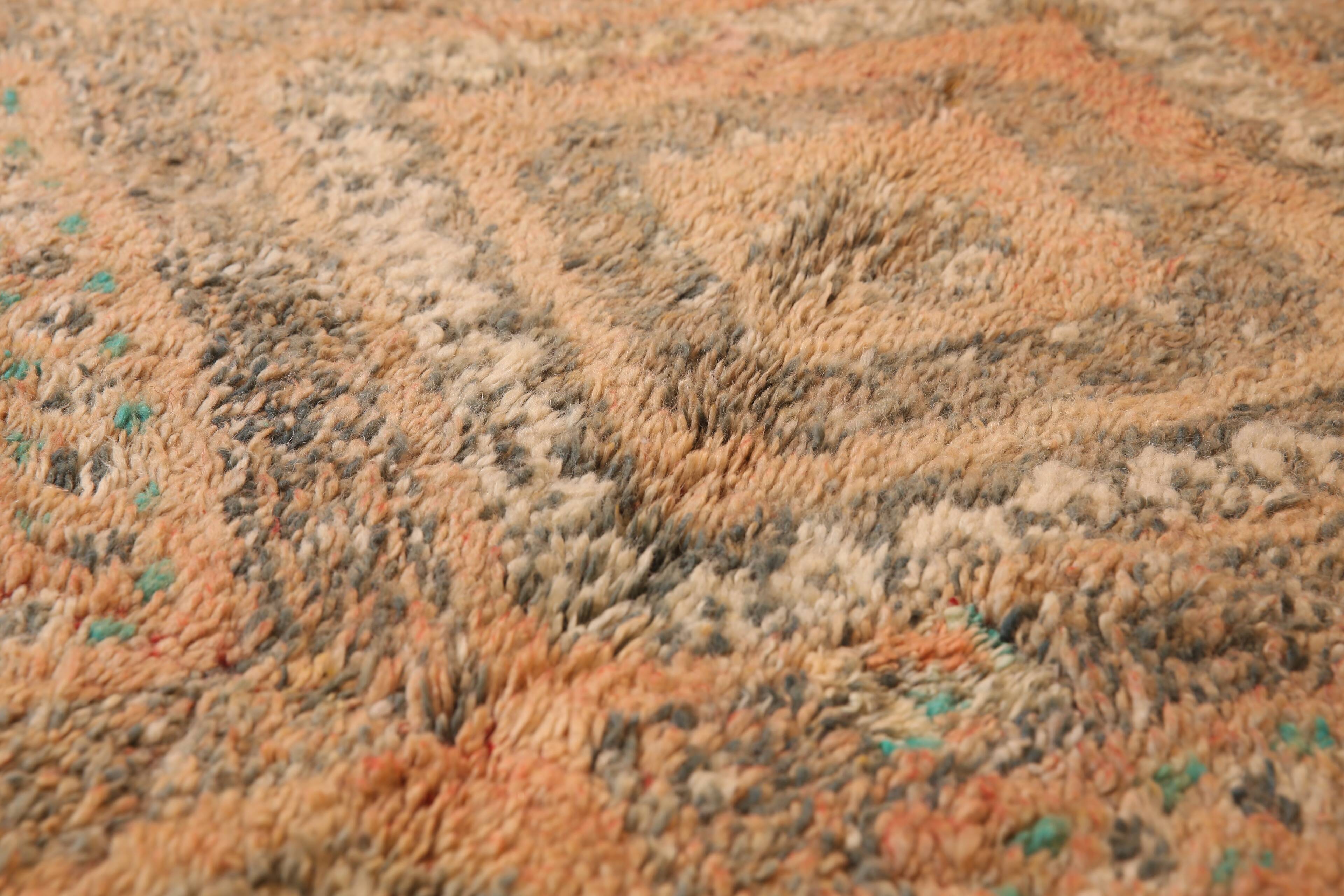 Peach Vintage Moroccan Rug 186 x 329 cm, Berber Wool Rug, Handmade Boho Rug