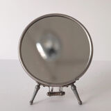Vintage Adjustable Beveled Round Mirror and Magnifying in Metal Frame for Table or Wall.