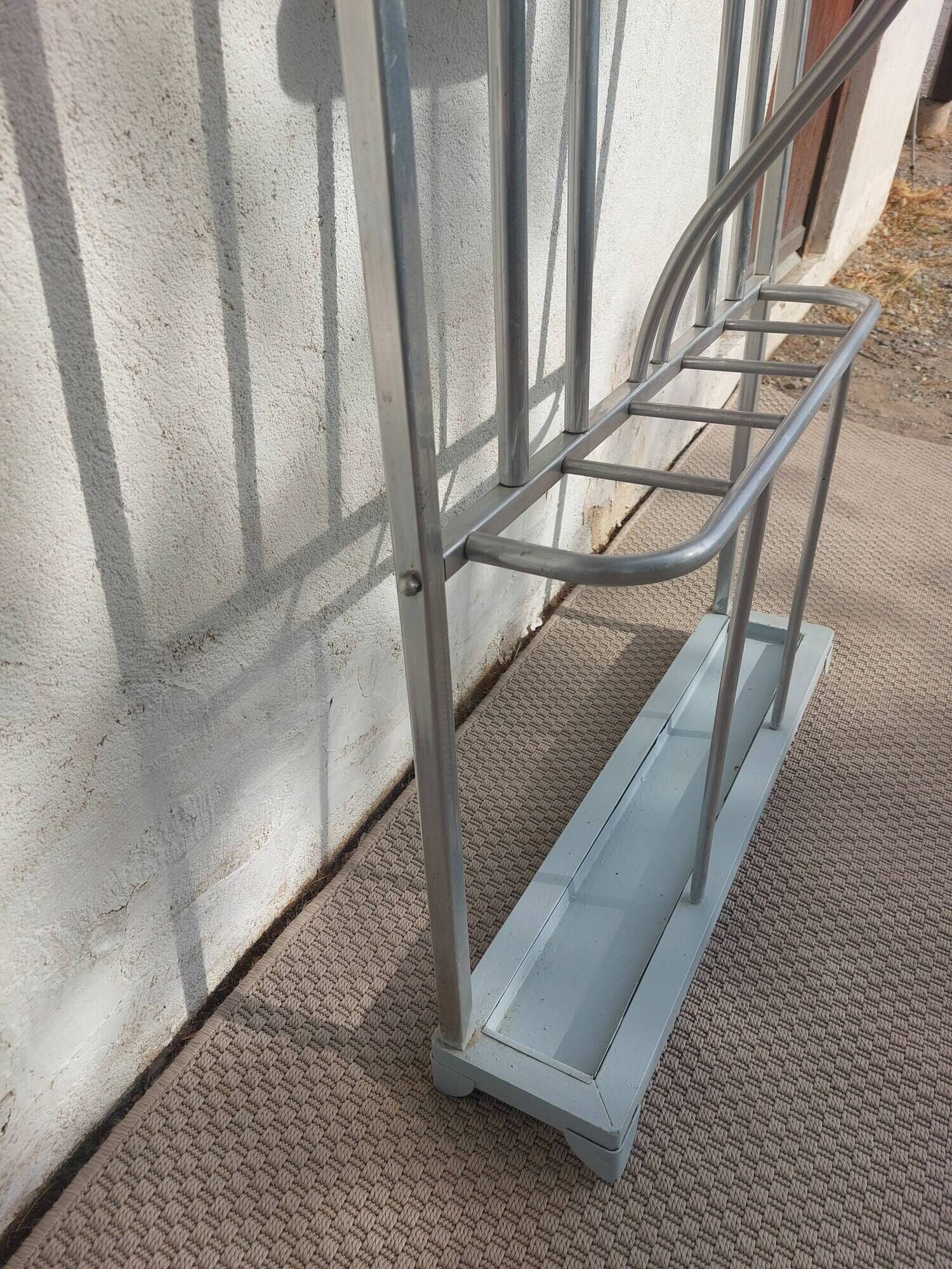 aluminium entrance coat rack, hooks, vintage, industrial