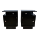 Art Deco Bedside Cabinets in Black Lacquer & Chrome, France, 1930, Set of 2