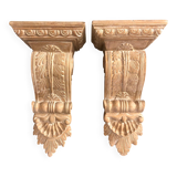 Pair of carved solid wood consoles