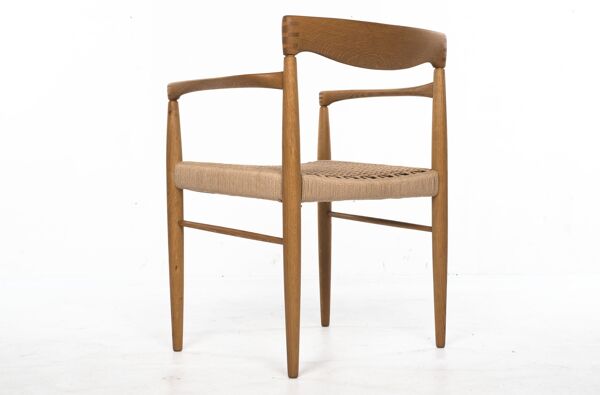 Fauteuil par Henry W. Klein Bramin chêne avec un nouveau cordon de papier