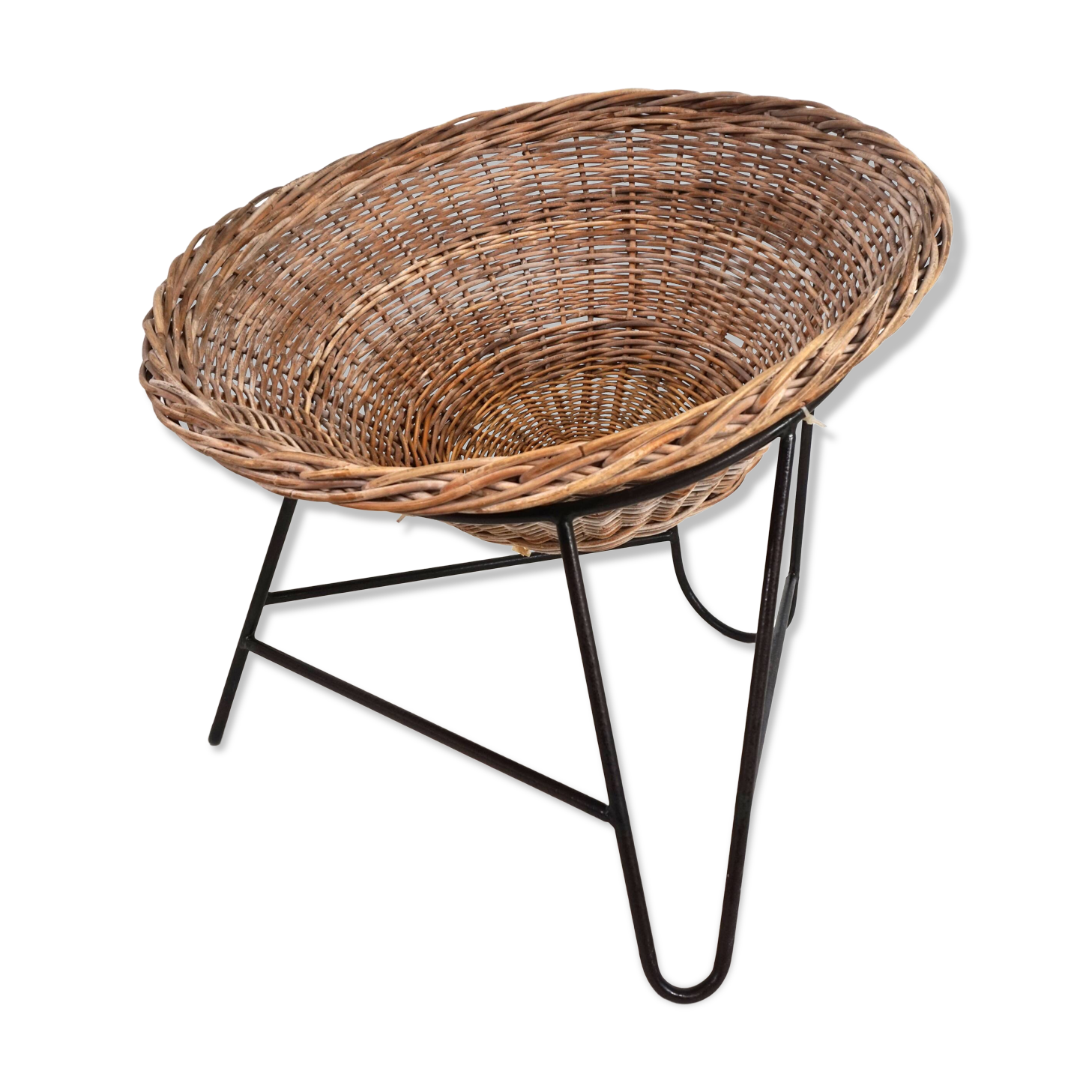 Rattan basket pod lounge chair, 1960