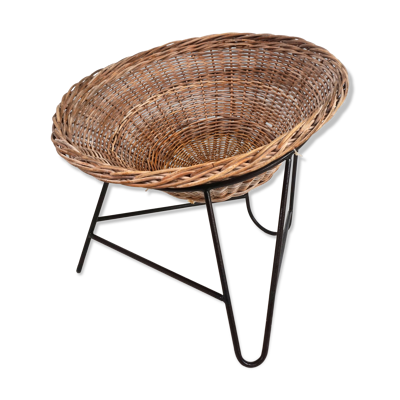 Fauteuil corbeille en rotin, 1960
