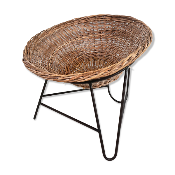 Fauteuil corbeille en rotin, 1960