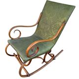 Set of 2 thonet style rocking chairs in green leatherette