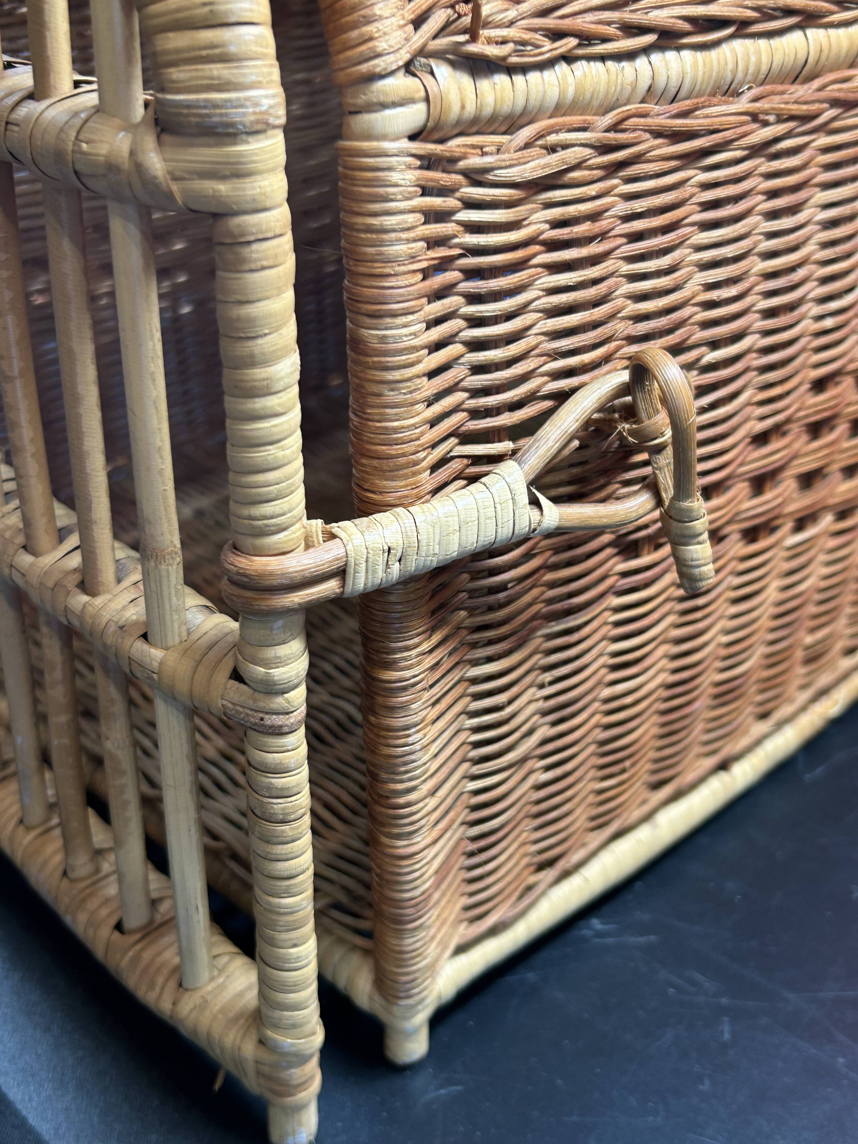 Panier cage osier/rotin de transport voyage pour chat, animaux