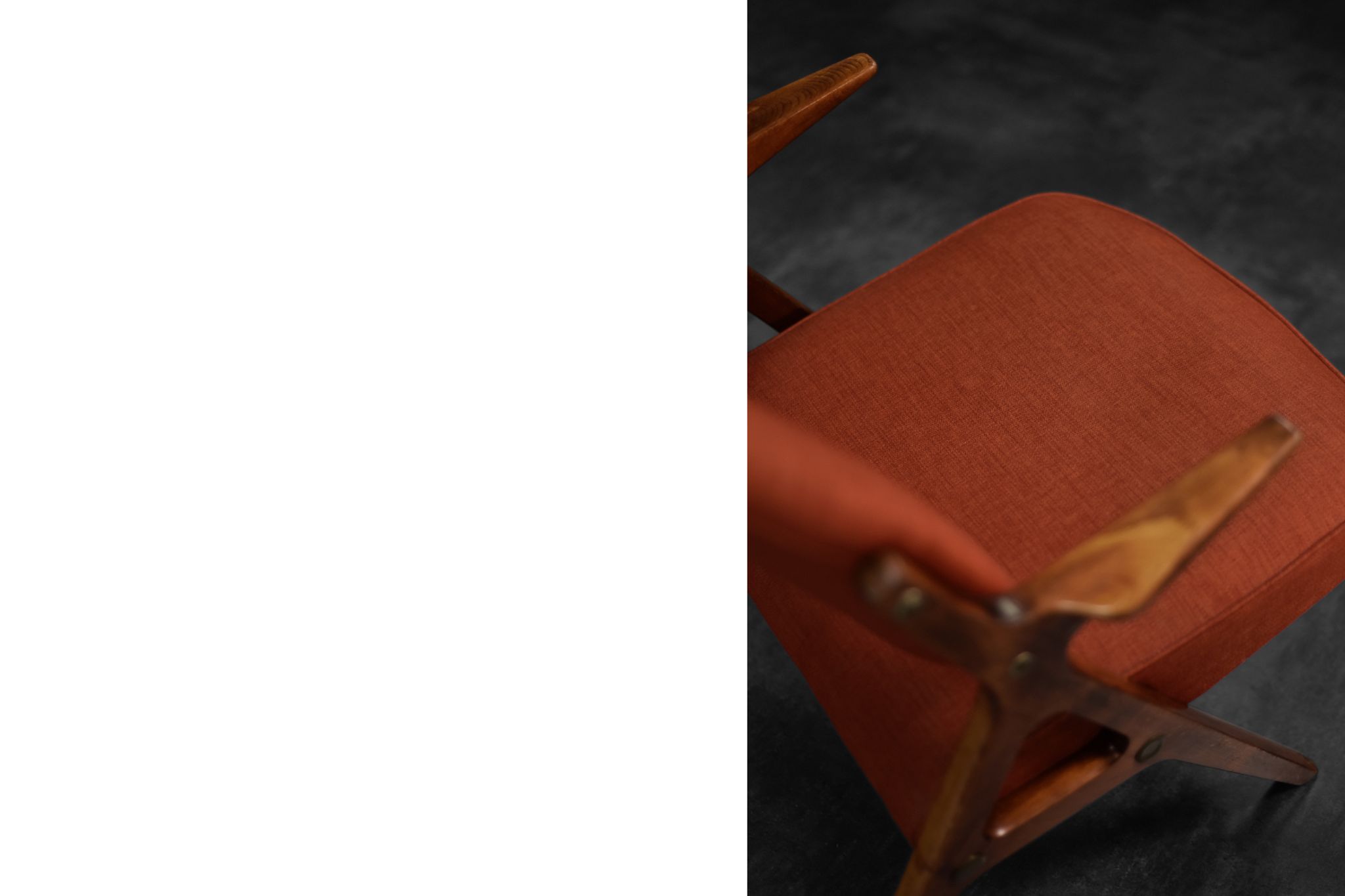 Vintage scandinavian modern oak & crimson fabric nya flugan armchairs from bröderna anderssons