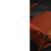 Vintage scandinavian modern oak & crimson fabric nya flugan armchairs from bröderna anderssons