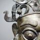 Masque africain en bronze vintage Bamoun, Cameroun
