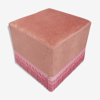 Pink velvet pouf