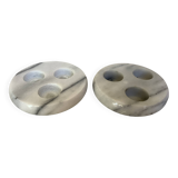 Pair of white and grey marble candlesticks