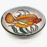 Deep plate with fish decoration – Vallauris ceramics, 1960