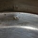 Glass sugar on art deco silver tray