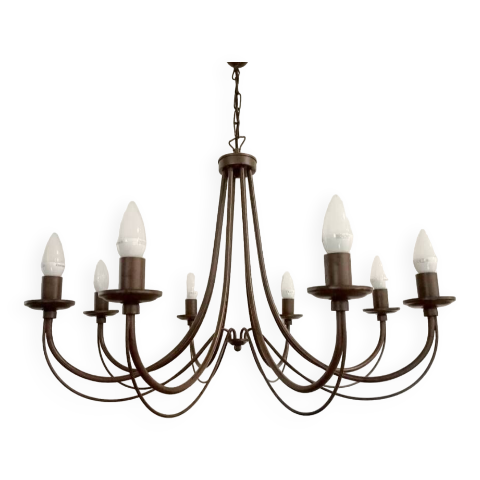 Brown metal chandelier