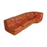 Flexible sofa, orange vinyl and foam, France, circa 1970