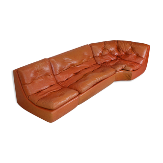 Flexible sofa, orange vinyl and foam, France, circa 1970