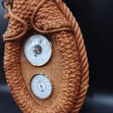 Vintage Rope Wall Mounted Barometer Thermometer circa 1950