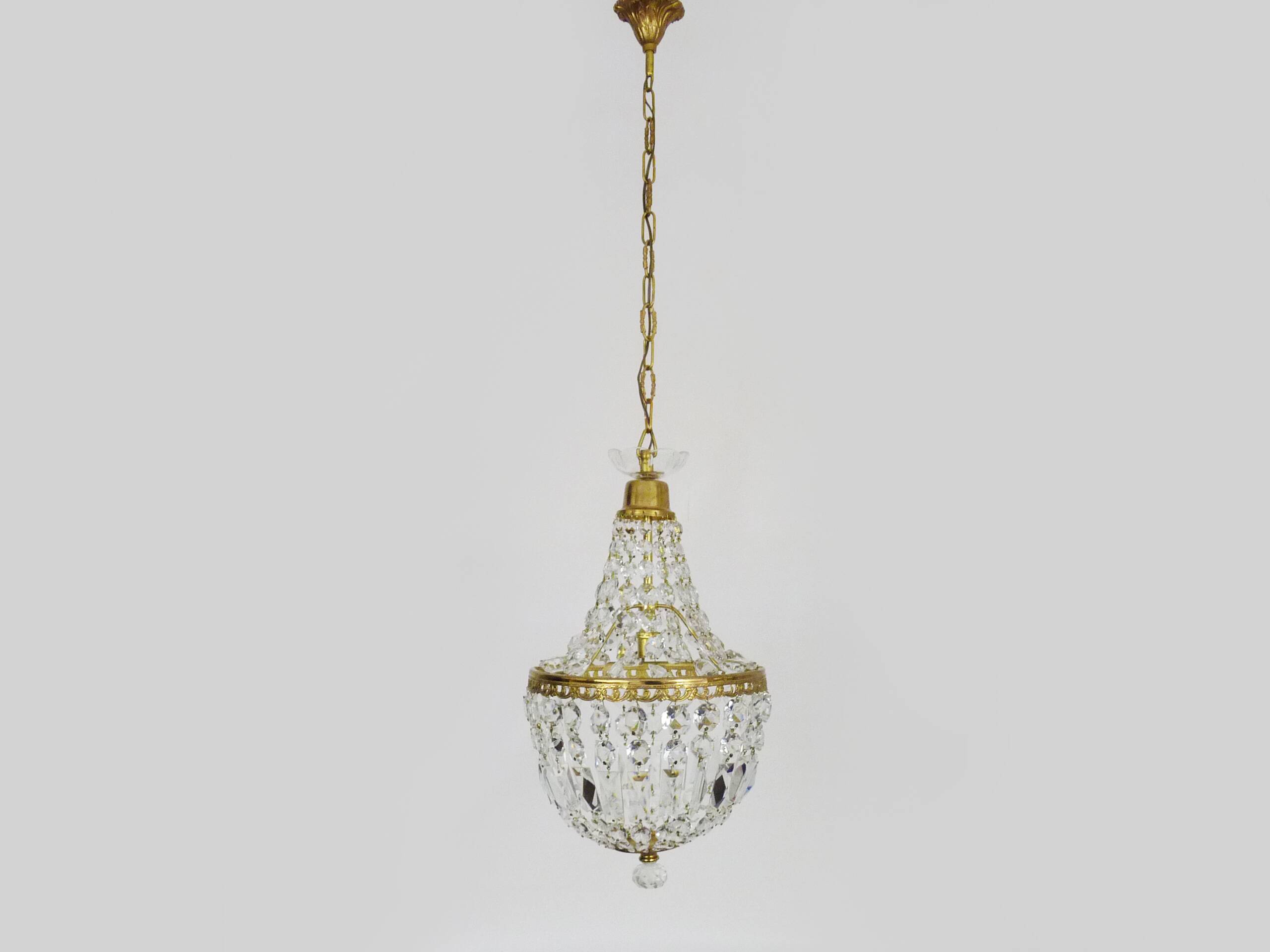 Antique hot air balloon chandelier with glass pendants. 1950s-1960s